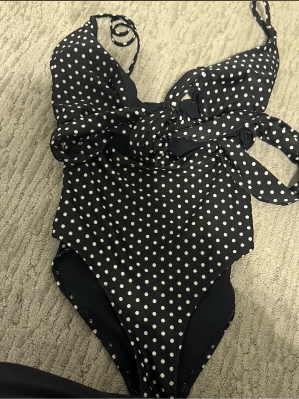 Aerie Black and White Polka Dot One-Piece Swimsuit